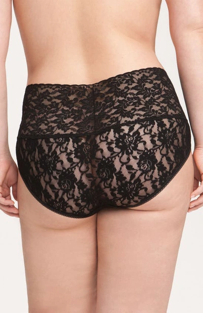 Hanky Panky Plus Retro Lace V-kini Panty In Black