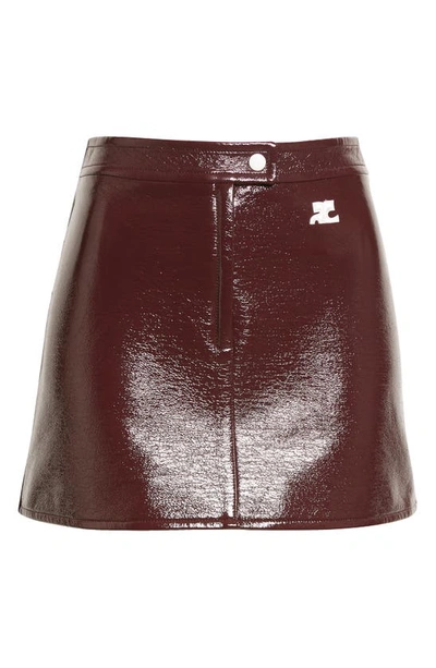 Shop Courrèges Re-edition Vinyl Miniskirt In Burgundy