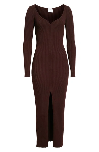 Shop Courrèges Swallow Long Sleeve Rib Sweater Dress In Burgundy