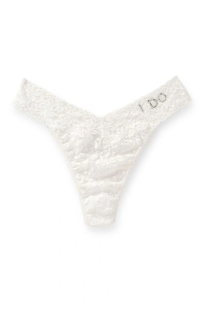 Hanky Panky 'i Do' Swarovski Crystal Original Rise Thong In White