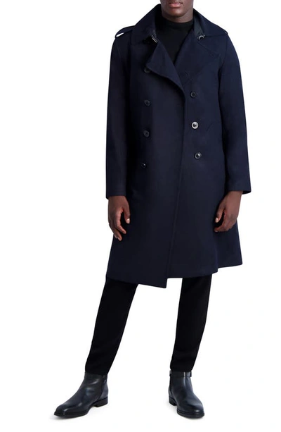Shop Karl Lagerfeld Trench Coat In Navy
