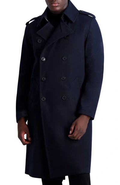 Shop Karl Lagerfeld Trench Coat In Navy