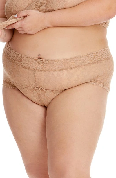 Shop Hanky Panky Daily Lace Boyshorts In Taupe