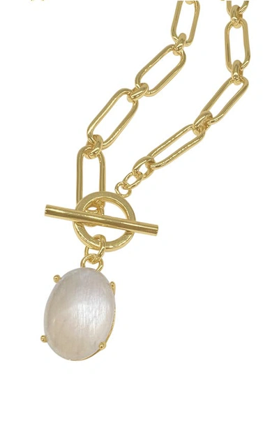 Shop Saint Moran Luli Moonstone Toggle Pendant Necklace In White
