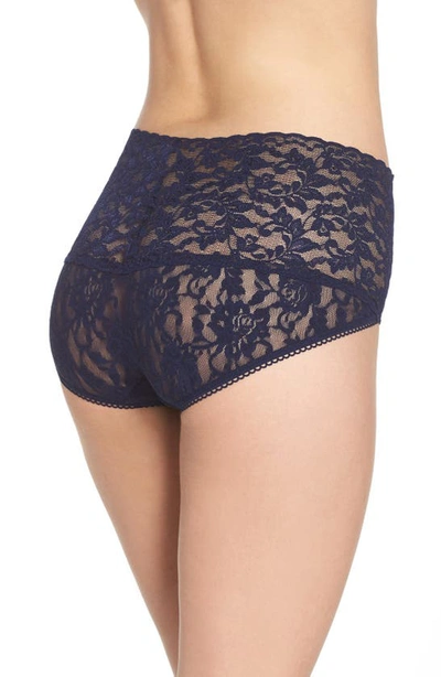 Hanky Panky Plus Size Signature Lace Retro Thong In Navy