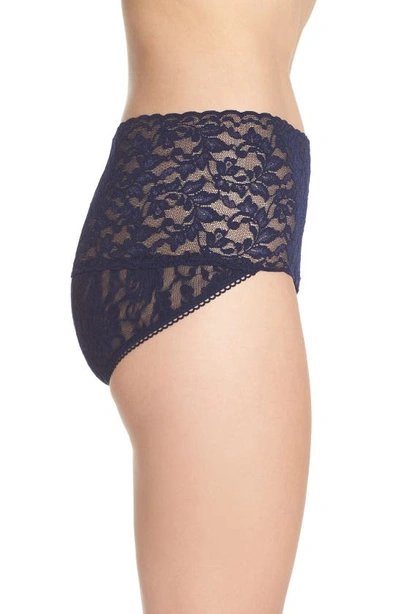 Hanky Panky Plus Size Signature Lace Retro Thong In Navy