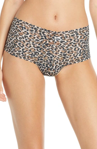 Shop Hanky Panky Classic Leopard Retro Thong In Brown/ Black