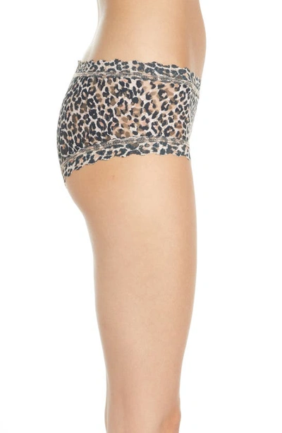 Hanky Panky Leopard-print Lace Boyshorts In Brown/ Black