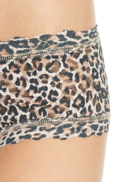 Hanky Panky Leopard-print Lace Boyshorts In Brown/ Black