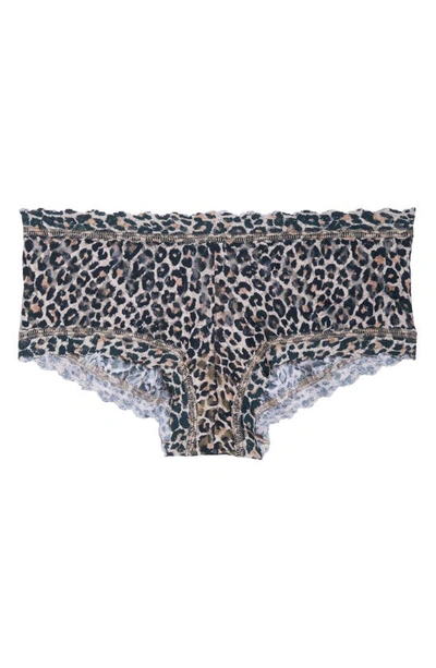 Hanky Panky Leopard-print Lace Boyshorts In Brown/ Black