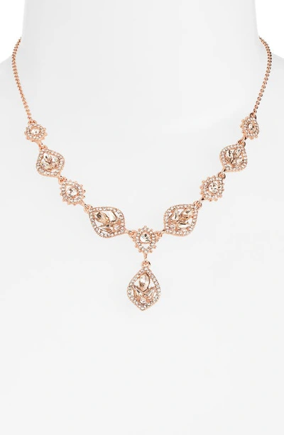 Shop Marchesa Crystal Y-necklace In Rgld/ Silk