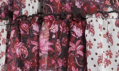 Shop Marchesa Kids' Patchwork Print Faux Wrap Dress In Rose Multi