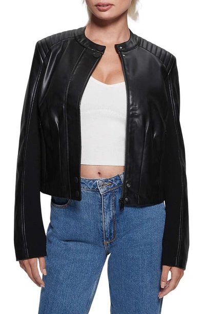 Shop Guess New Fiammetta Faux Leather Jacket In Jet Black
