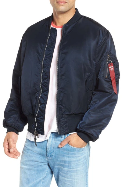 Shop Alpha Industries Ma-1 Reversible Bomber Jacket In Replica Blue