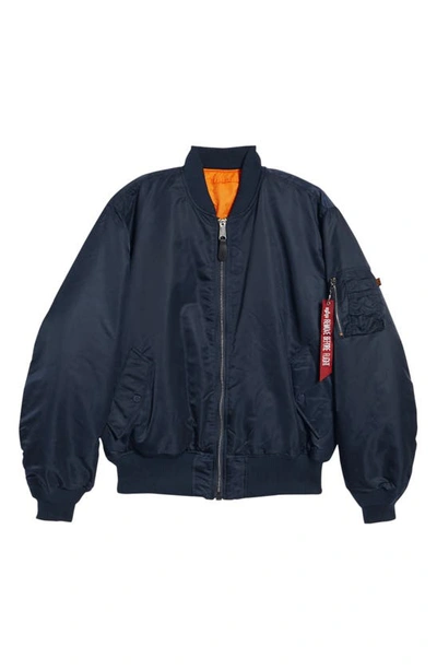 Shop Alpha Industries Ma-1 Reversible Bomber Jacket In Replica Blue