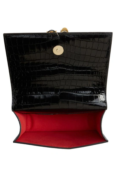 Alexander Mcqueen Black Mini Jewel-decorated Alligator Embossed Shoulder Bag In Black