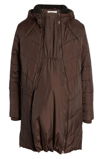 Shop Modern Eternity 3-in-1 Maternity Puffer Jacket In Dark Chocolate