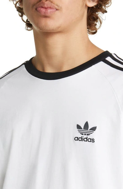 Shop Adidas Originals 3-stripes Long Sleeve Cotton T-shirt In White