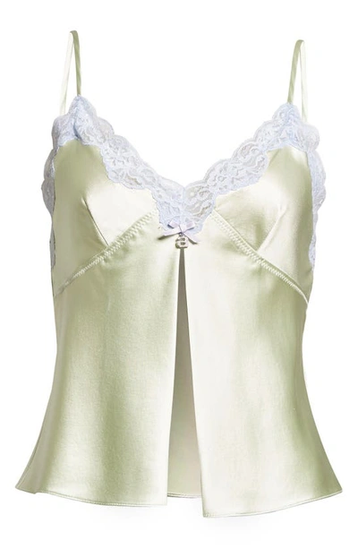 Shop Alexander Wang Lace Trim Silk Charmeuse Butterfly Camisole In Pale Mint