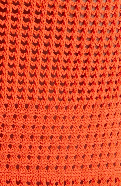 Shop Jason Wu Mixed Stitch Crewneck Sweater Dress In Bright Orange