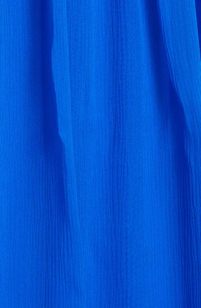 Shop Jason Wu Smocked Waist Long Sleeve Silk Chiffon Midi Dress In Electric Blue