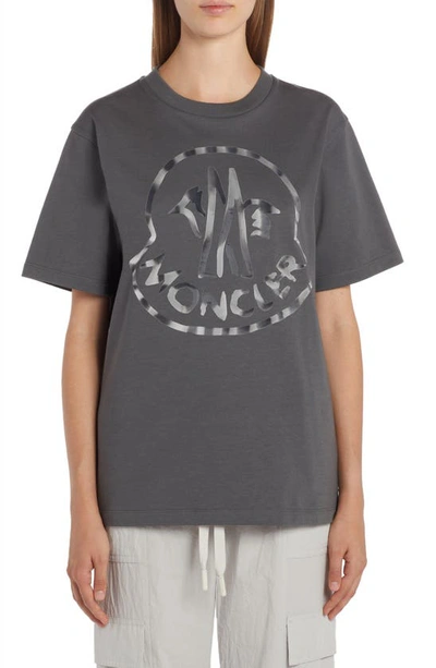 Moncler Cockerel Logo Cotton Graphic Tee In Charcoal