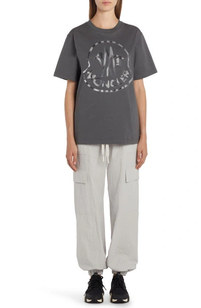 Moncler Cockerel Logo Cotton Graphic Tee In Charcoal