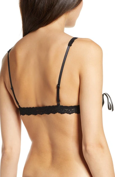 Hanky Panky After Midnight Signature Lace Open-panel Low-rise Thong In Black