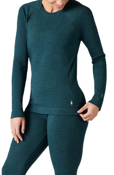 Shop Smartwool Long Sleeve Merino Wool Thermal Top In Twilight Blue Heather