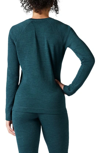 Shop Smartwool Long Sleeve Merino Wool Thermal Top In Twilight Blue Heather