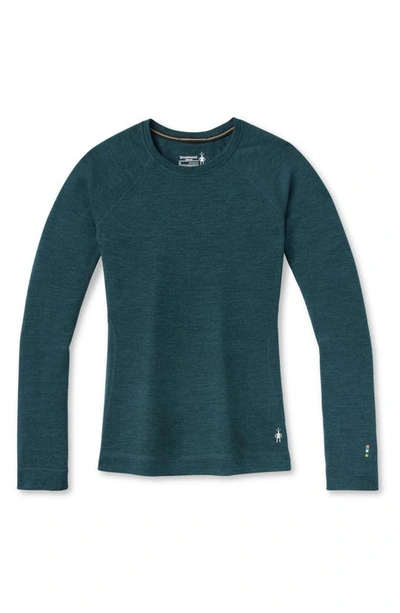 Shop Smartwool Long Sleeve Merino Wool Thermal Top In Twilight Blue Heather