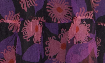 Shop Staud Hyacinth Crepe Organza Tiered Maxi Dress In Quartz Acid Floral