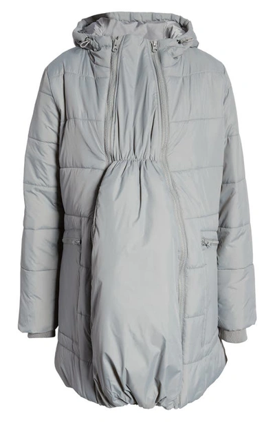 Modern Eternity 3-in-1 Hybrid Quilted Waterproof Maternity Puffer Coat In Graphite