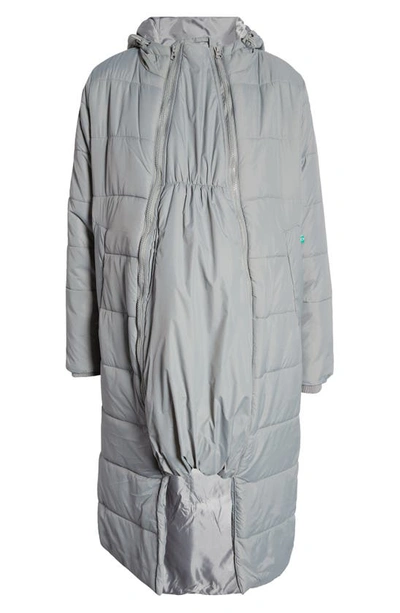 Modern Eternity 3-in-1 Long Quilted Waterproof Maternity Puffer Coat In Graphite
