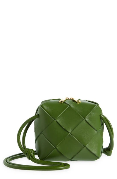 Shop Bottega Veneta Mini Intrecciato Leather Crossbody Bag In 3141 Avocado-gold