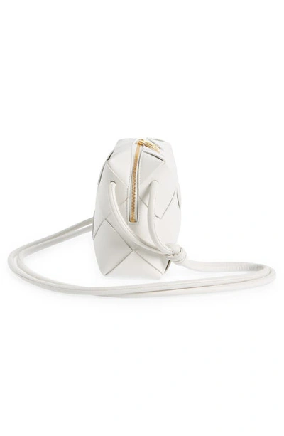 Shop Bottega Veneta Large Intrecciato Leather Crossbody Bag In 9009 White-gold