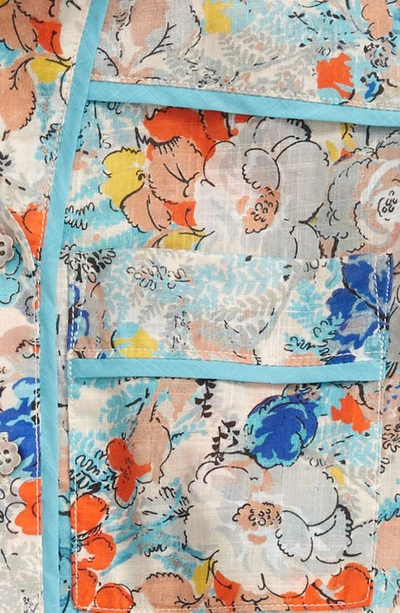 Shop Zimmermann Kids' Clover Cotton Romper In Topaz Peony Floral
