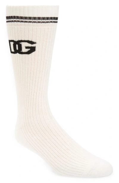 Shop Dolce & Gabbana Dg Logo Socks In White
