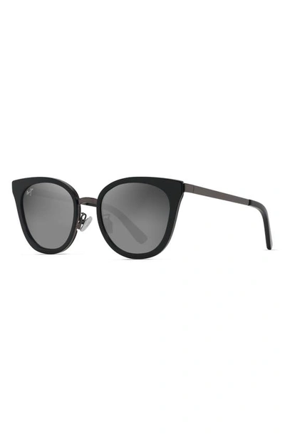 Shop Maui Jim Wood Rose 50mm Polarized Cat Eye Sunglasses In Black Gloss With Dark Gunmetal
