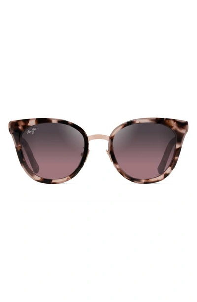 Shop Maui Jim Wood Rose 50mm Polarized Cat Eye Sunglasses In Pink Tortoise With Rose Gold