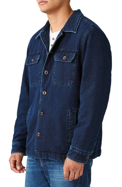 Shop Lucky Brand Faux Shearling Lined Indigo Shirt Jacket In 419 Indigo