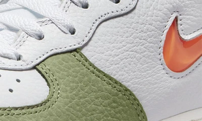 Shop Nike Air Force 1 Mid Basketball Sneaker In White/ Oil Green/ Sail/ Orange