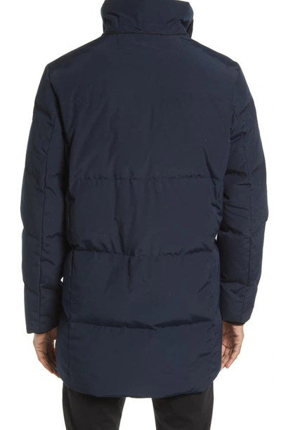 Shop Karl Lagerfeld Faux Fur Trim Down & Feather Fill Parka In Navy