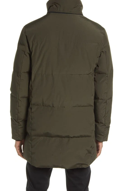 Shop Karl Lagerfeld Faux Fur Trim Down & Feather Fill Parka In Olive