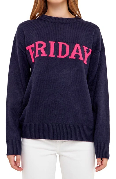 Shop English Factory Weekday Motif Sweater In Twilight