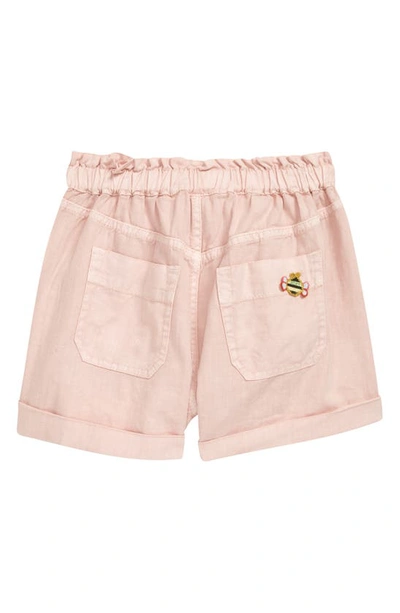 Shop Zimmermann Kids' Clover Bee Appliqué Cotton & Linen Utility Shorts In Dusted