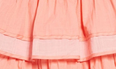 Shop Zimmermann Kids' Tiggy Tie Shoulder Shirred Tiered Cotton Dress In Peach