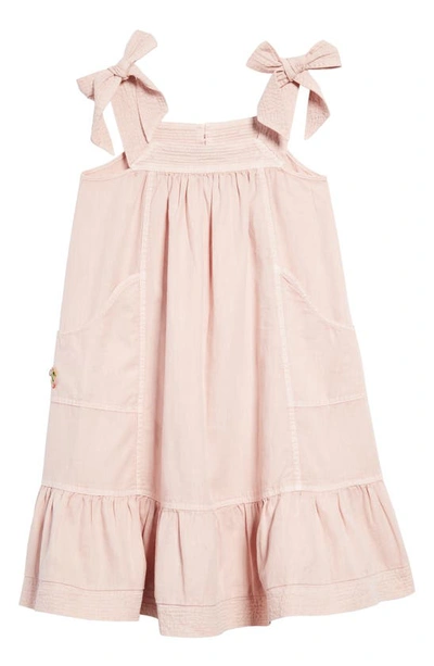 Shop Zimmermann Kids' Clover Tie Strap Cotton & Linen Utility Dress In Dusted