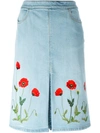 STELLA MCCARTNEY embroidered denim skirt,412496SGH0611311148