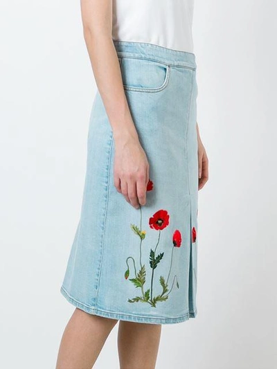 Shop Stella Mccartney Embroidered Denim Skirt